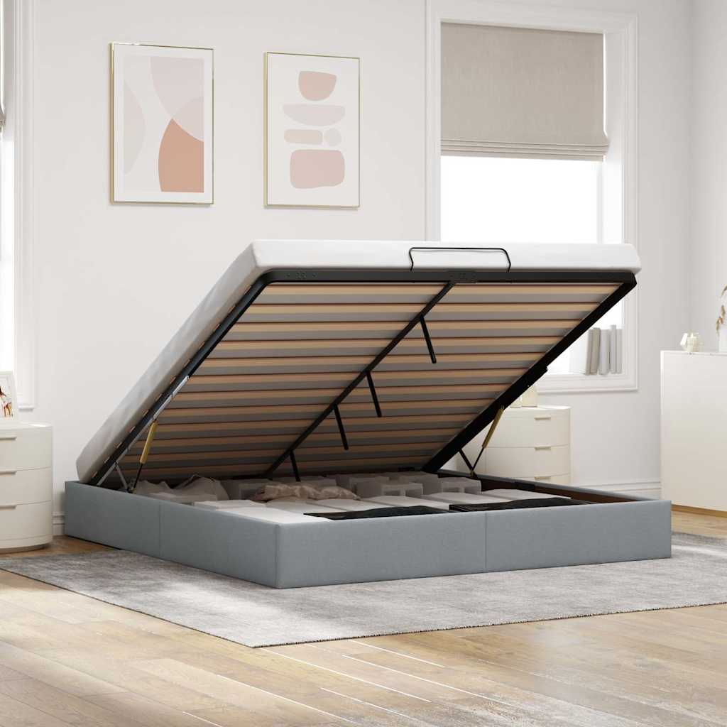Estrutura de cama otomana sem colchão 180x200 cm cinzento-claro