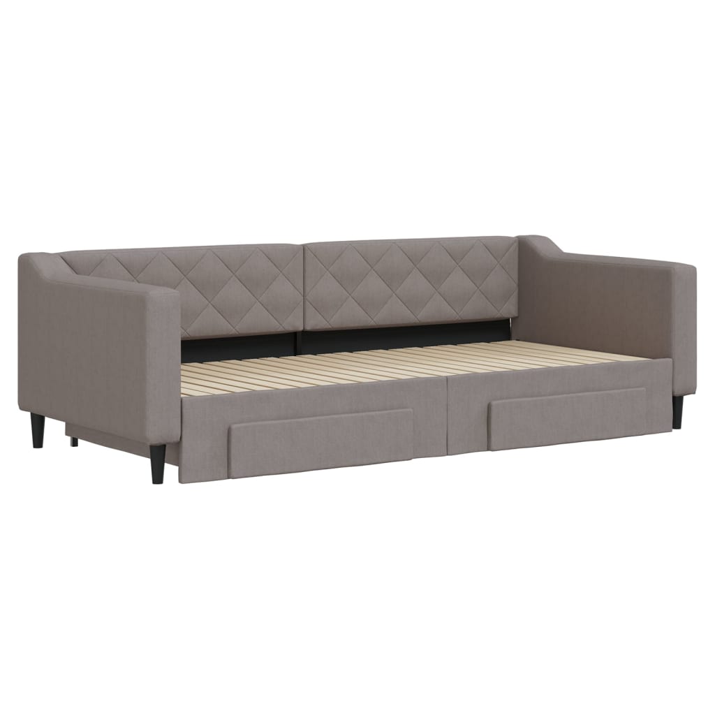 Sofá-cama c/ gavetão/gavetas 90x200 cm tecido cinza-acastanhado