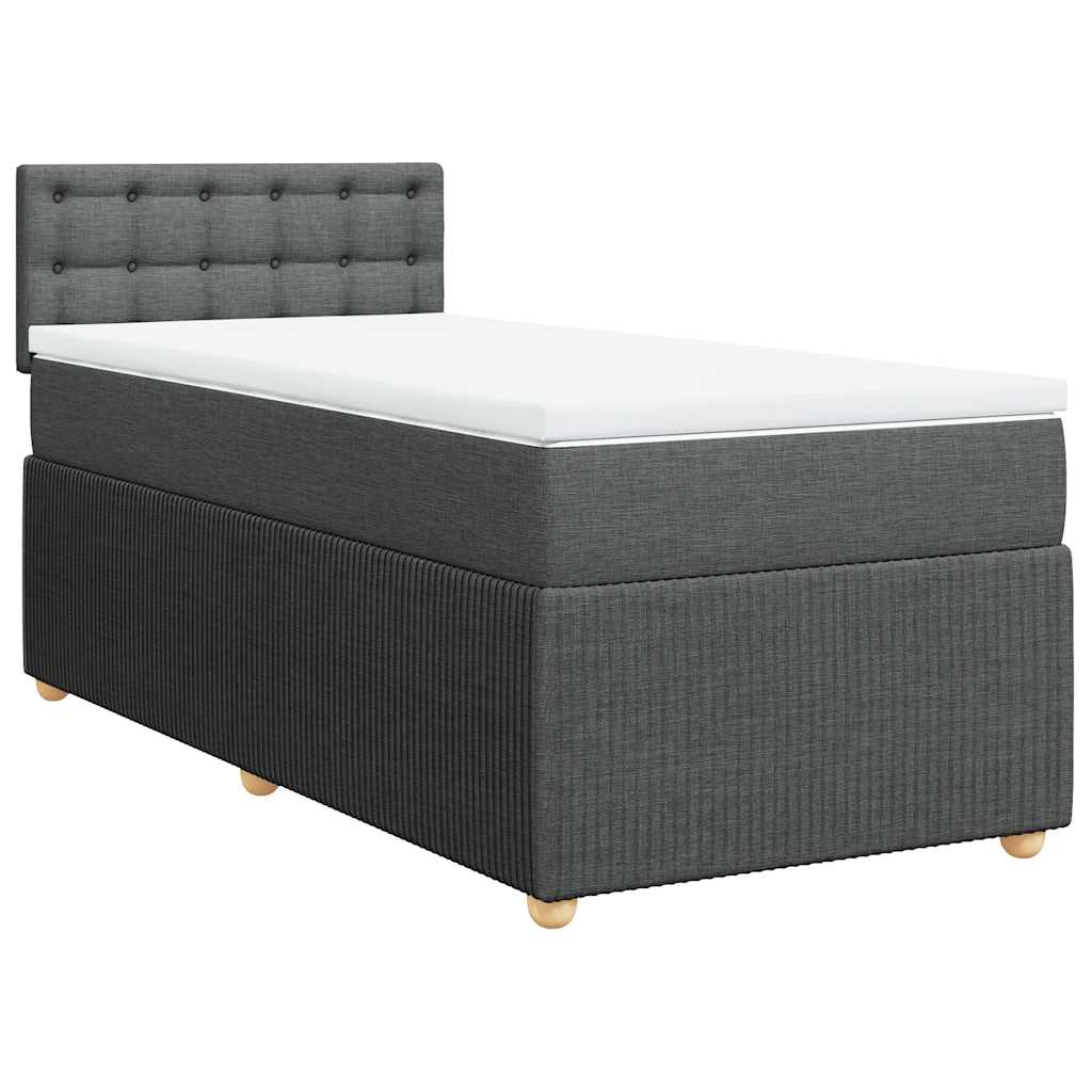 Cama com molas/colchão 100x200 cm tecido cinza-escuro