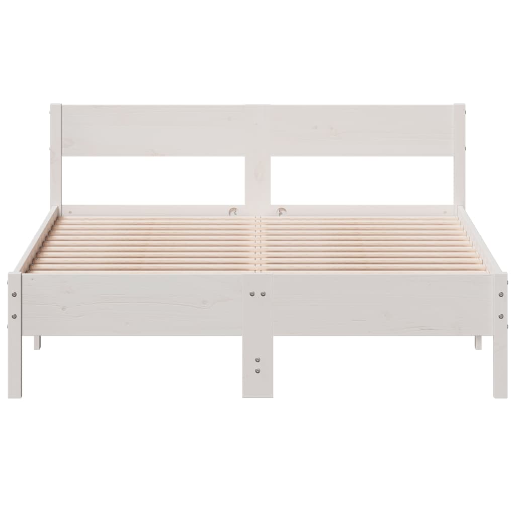 Cama sem colchão 135x190 cm madeira de pinho maciça branco