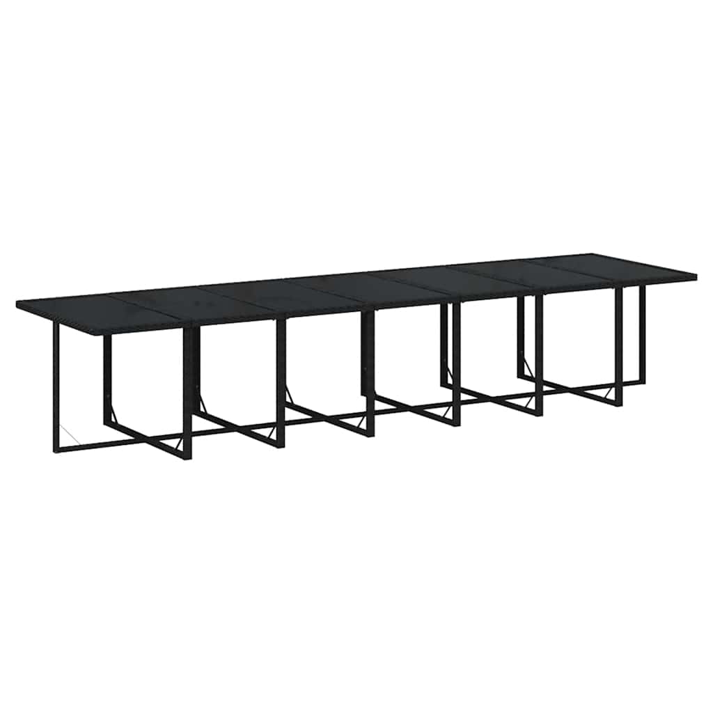19 Pcs conjunto jantar p/ jardim c/ almofadões vime PE preto