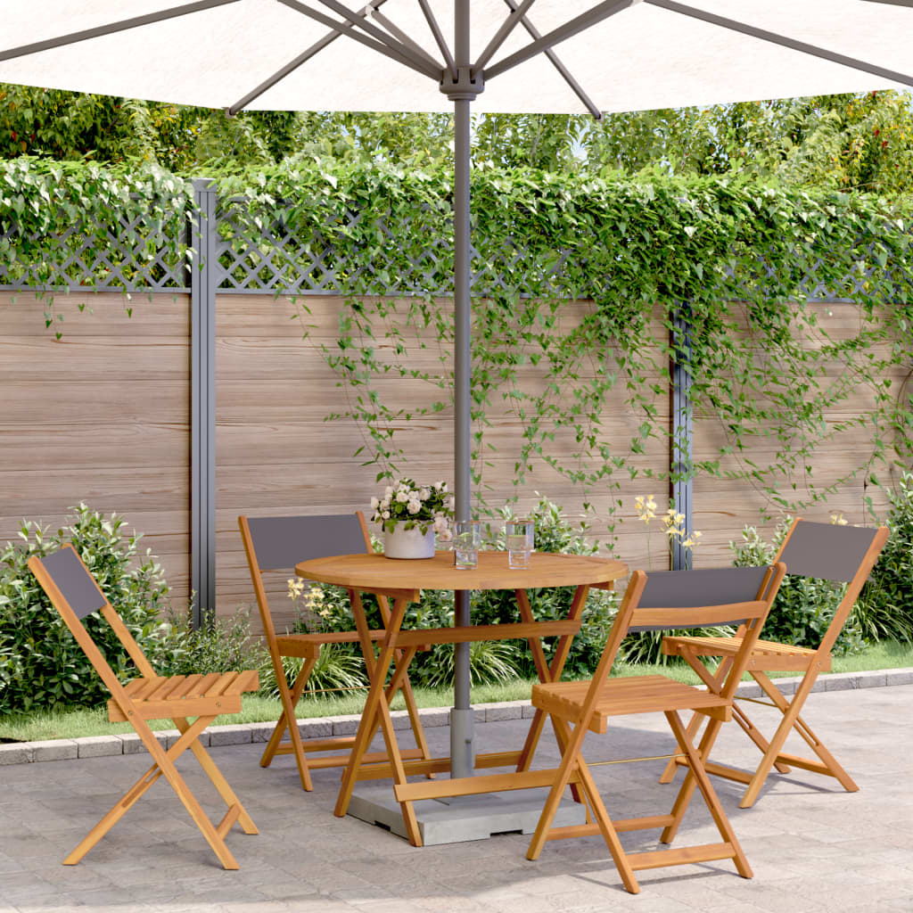 5 Pcs conj. jantar p/ jardim tecido/madeira maciça antracite
