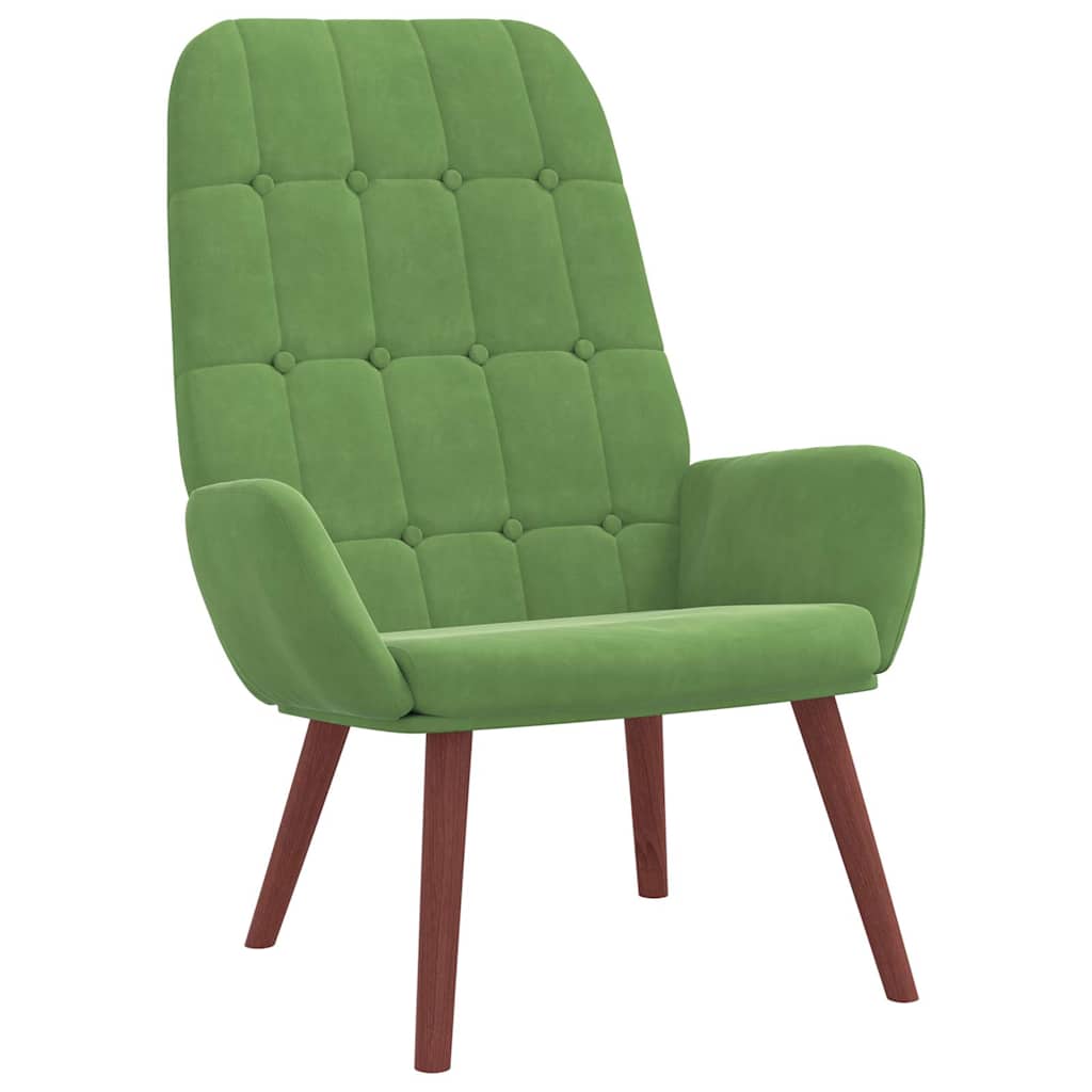 Cadeira de descanso com banco p/ pés veludo verde-claro