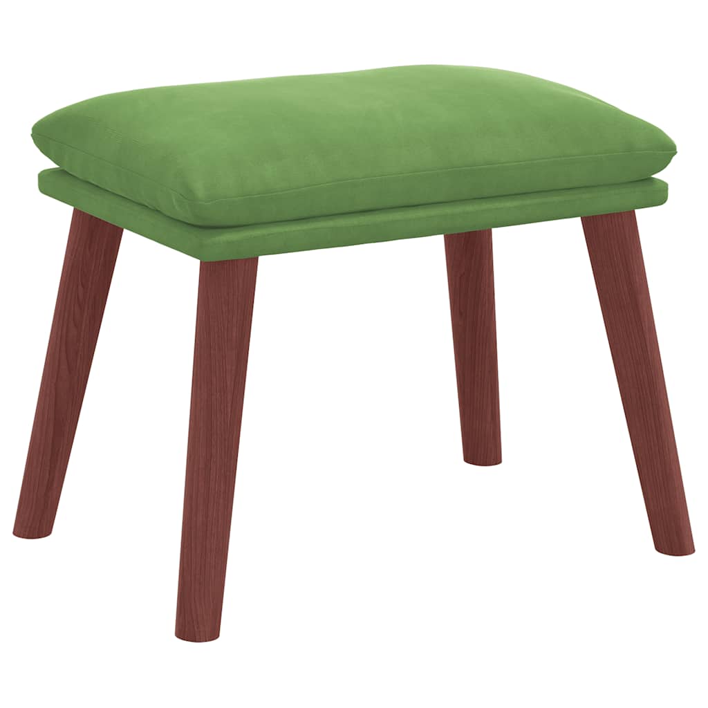 Cadeira de descanso com banco p/ pés veludo verde-claro
