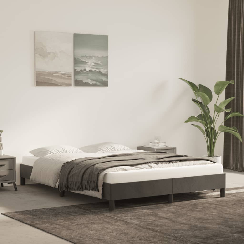 Estrutura de cama sem colchão 140x190 cm veludo cinzento-escuro