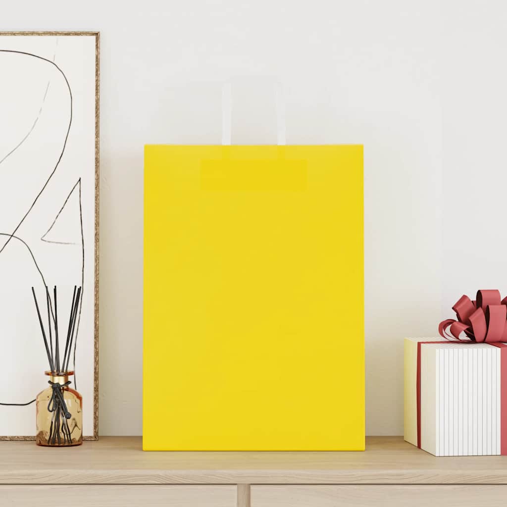Sacos de papel 50 unid com alças amarelo 32x17x44 cm