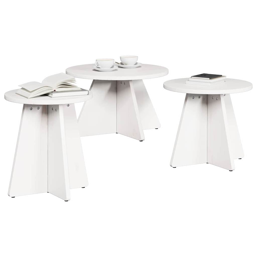 Mesa de centro 3 unid. branco 49 x 49 x 30 cm