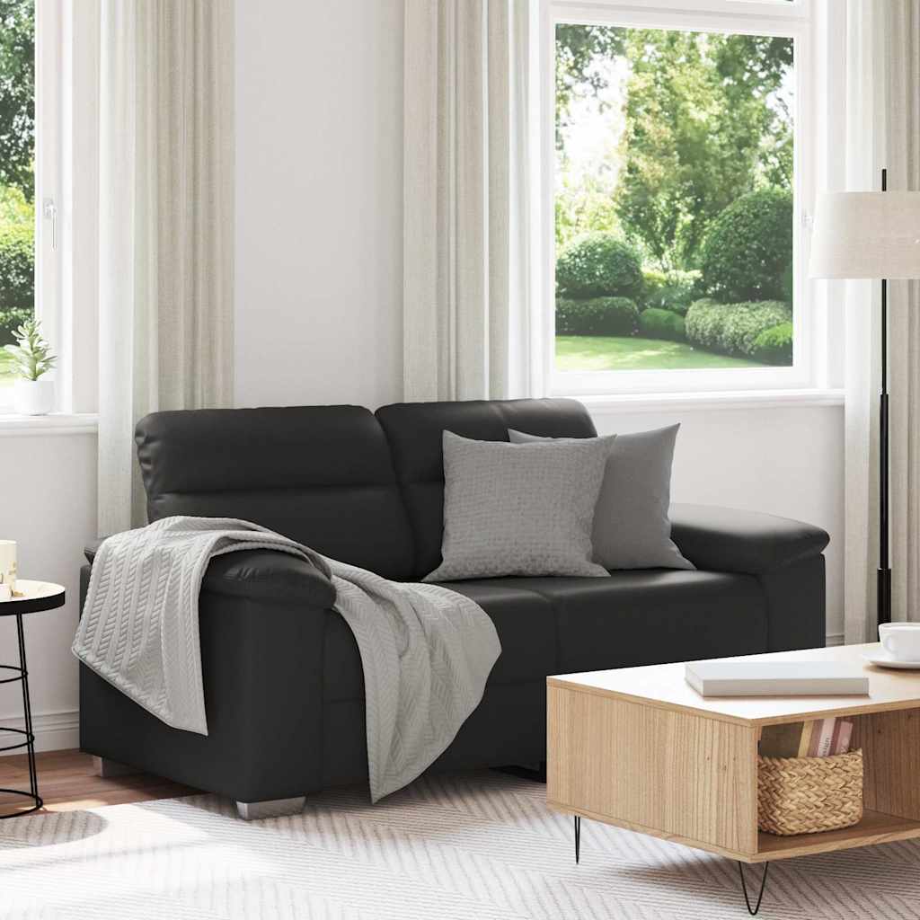 Sofá de 2 lugares preto 160x81x84 cm couro sintético
