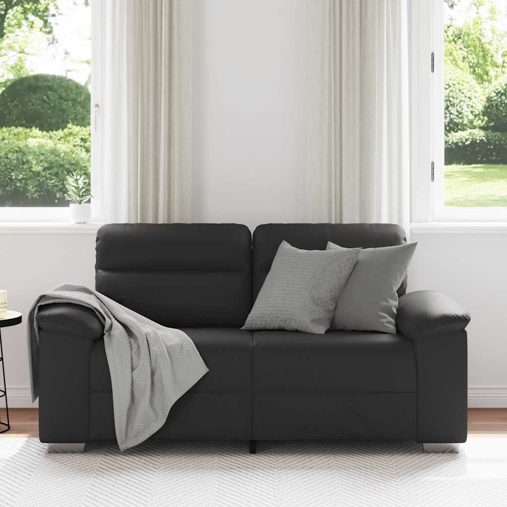 Sofá de 2 lugares preto 160x81x84 cm couro sintético
