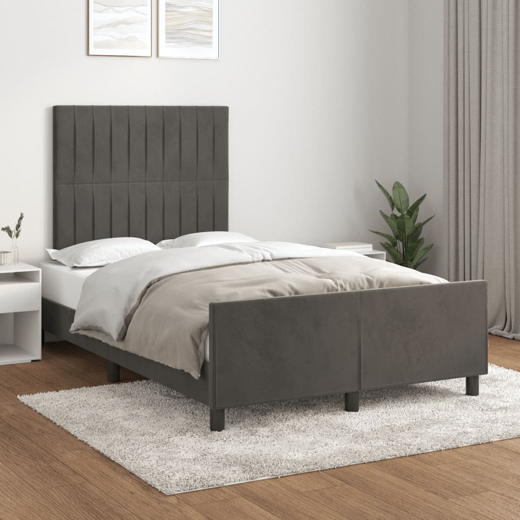 Estrutura de cama sem colchão 120x190 cm veludo cinza escuro