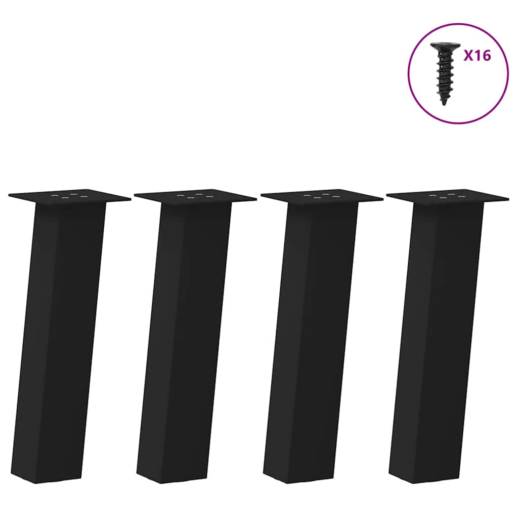 Pés para mesa de centro 4 peças, preto, 42 cm, aço