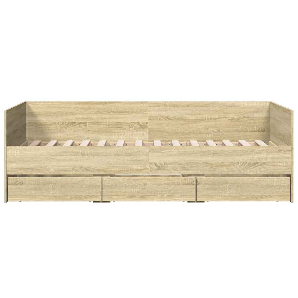 Sofá-cama com gavetas sem colchão 90x200 cm carvalho sonoma
