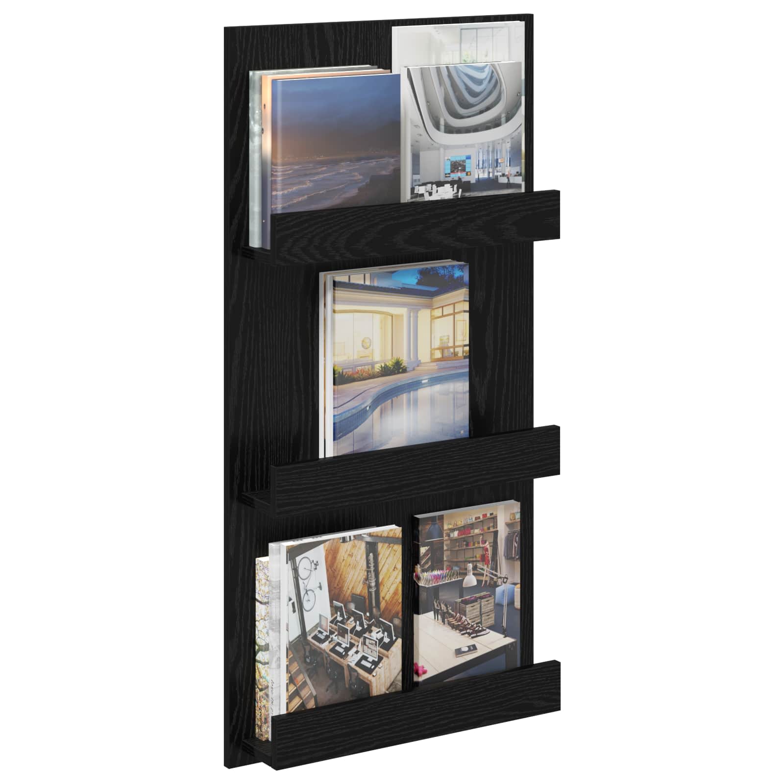 Estante de revistas carvalho preto 51 x 11 x 102 cm