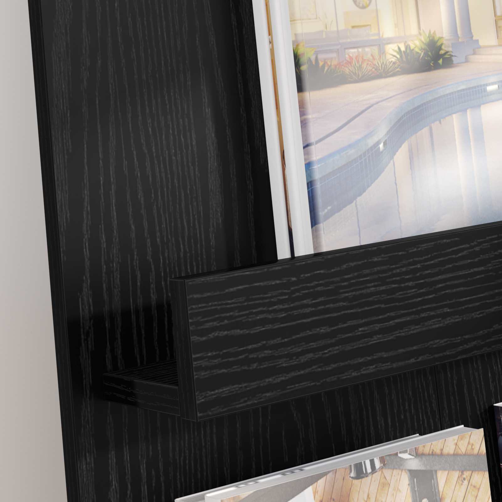 Estante de revistas carvalho preto 51 x 11 x 102 cm