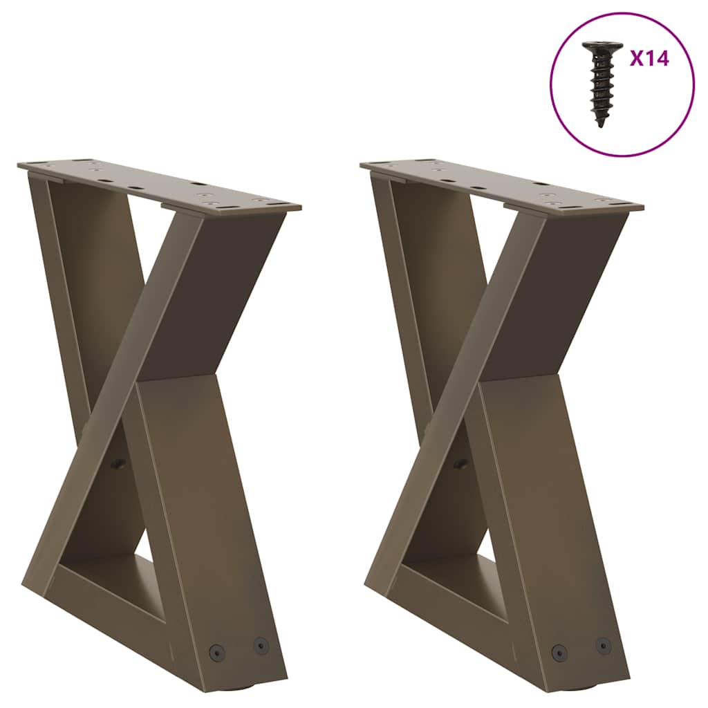 Pés para mesa de centro 2 peças aço natural 40x(30-31,3) cm aço