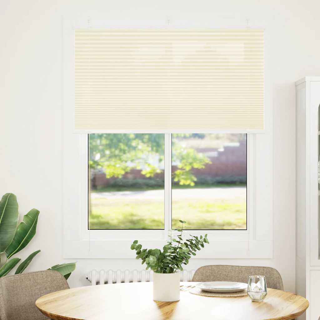Creme plissada cega 105x150 cm largura tecido 104,4cm poliéster