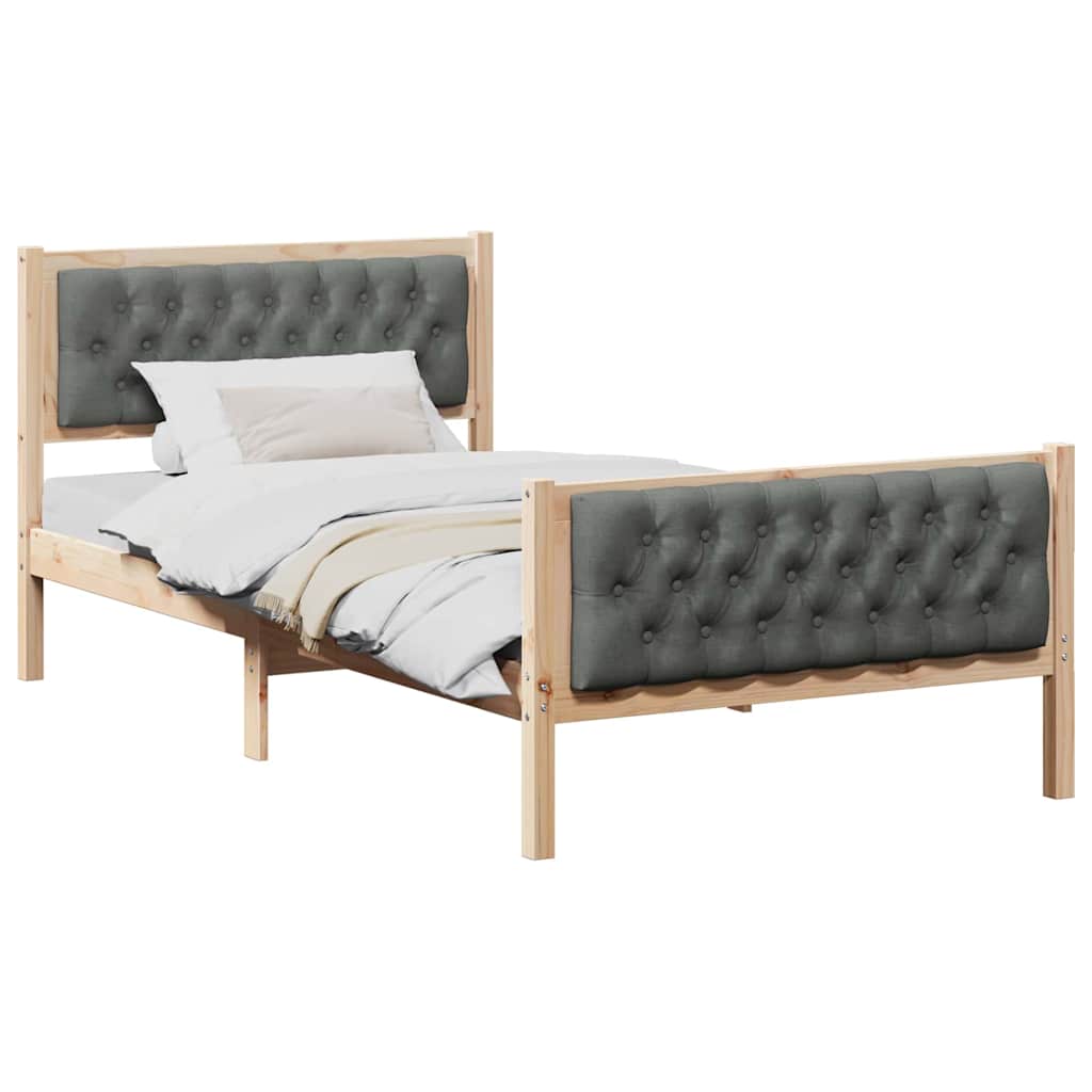 Estrutura da cama com cabeceira cinza escuro 100 x 200 cm