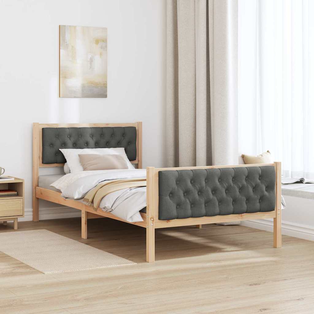 Estrutura da cama com cabeceira cinza escuro 100 x 200 cm