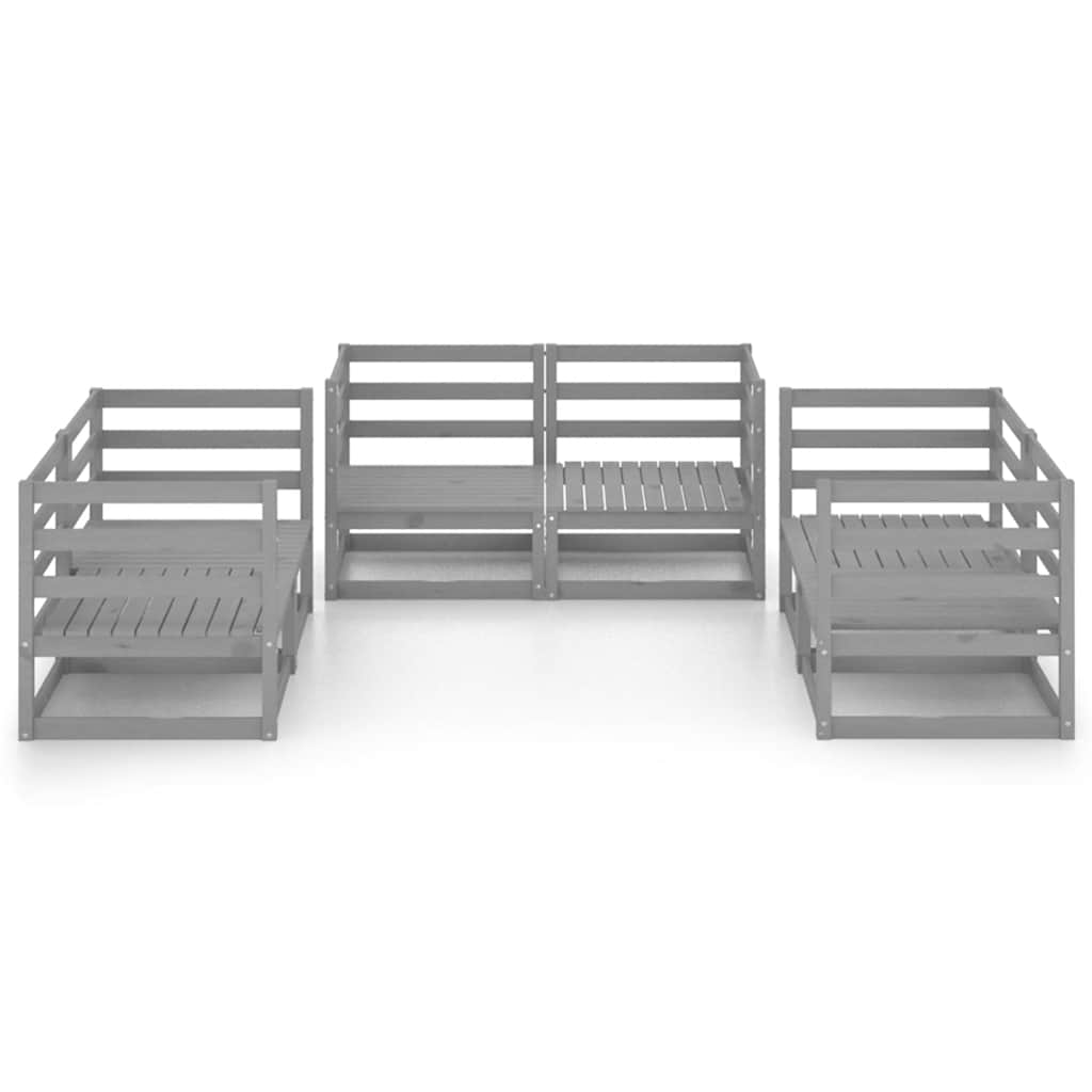 6 Pcs conjunto lounge de jardim pinho maciço cinzento