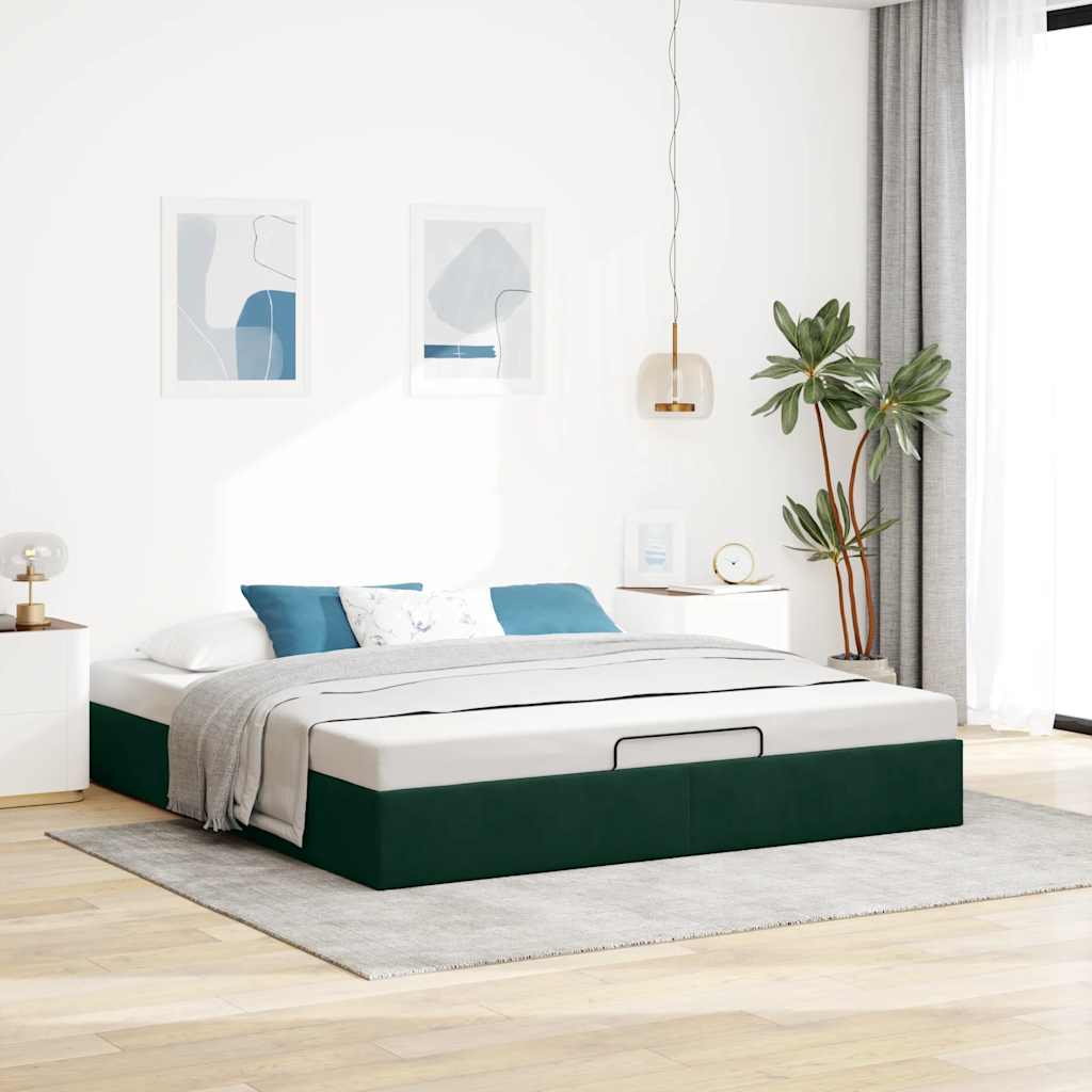 Estrutura de cama otomana sem colchão 180x200 cm verde escuro