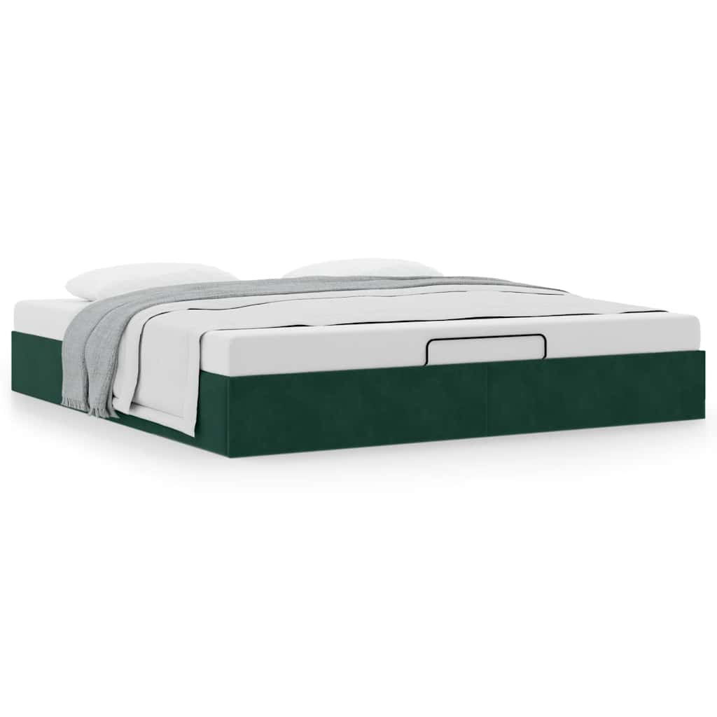 Estrutura de cama otomana sem colchão 180x200 cm verde escuro