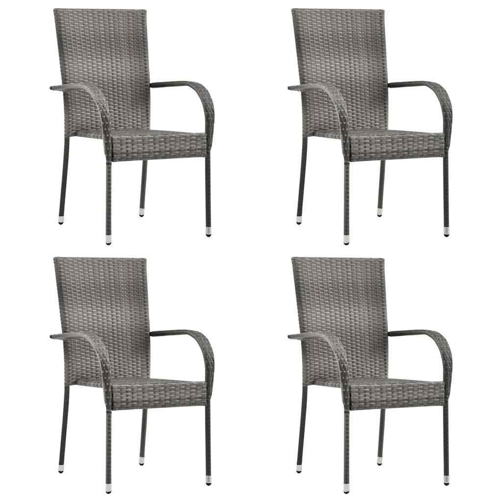 5 Pcs conjunto de jantar para jardim cinzento