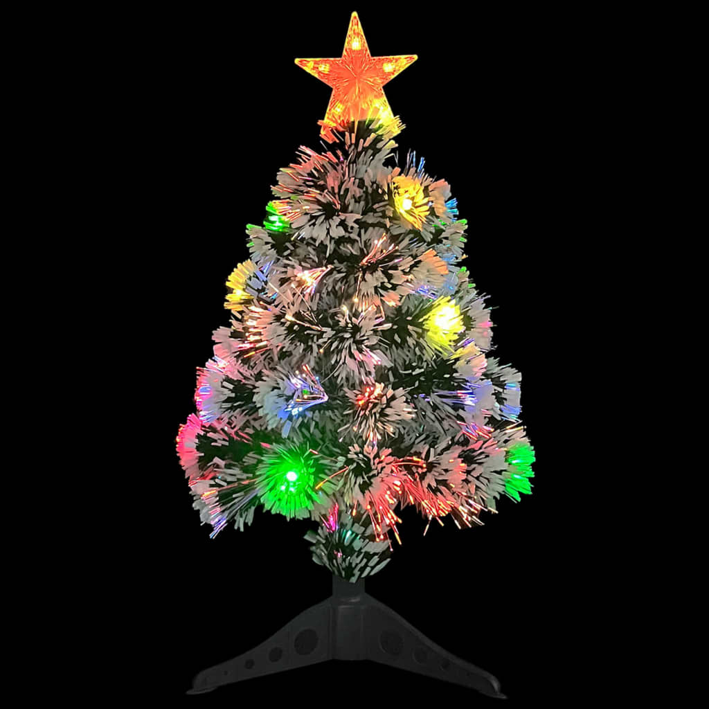 Árvore natal artificial pré-iluminada fibra ótica branco/azul