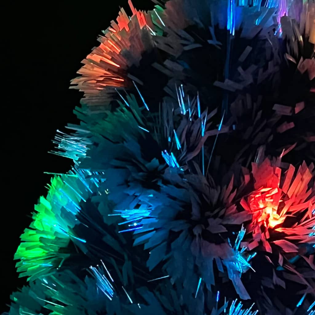 Árvore natal artificial pré-iluminada fibra ótica branco/azul