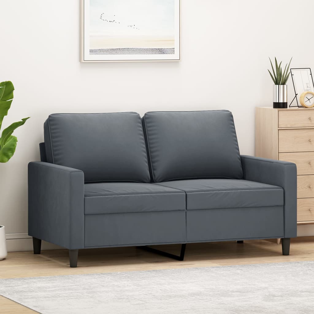 Sofá de 2 lugares 120 cm veludo cinza-escuro