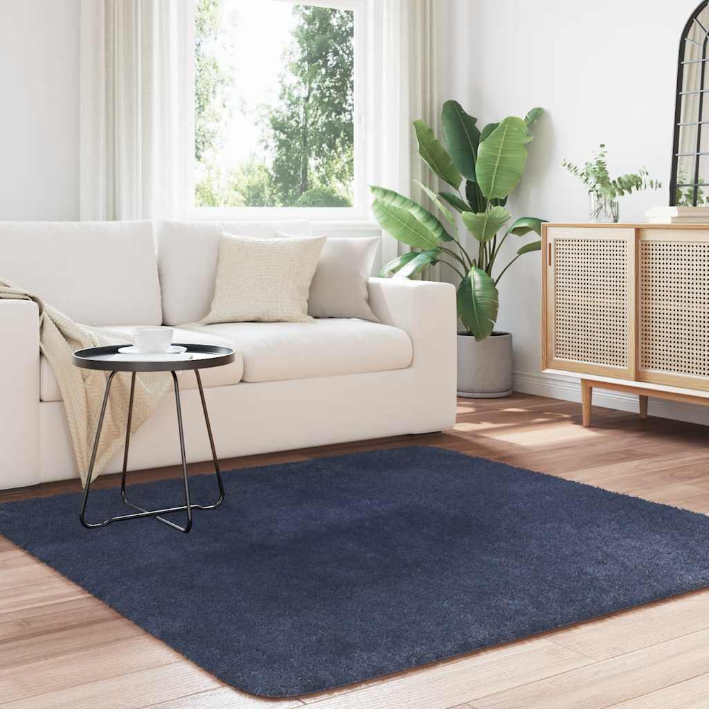 Tapete shaggy de pelo alto navarra 160x160 cm azul-marinho