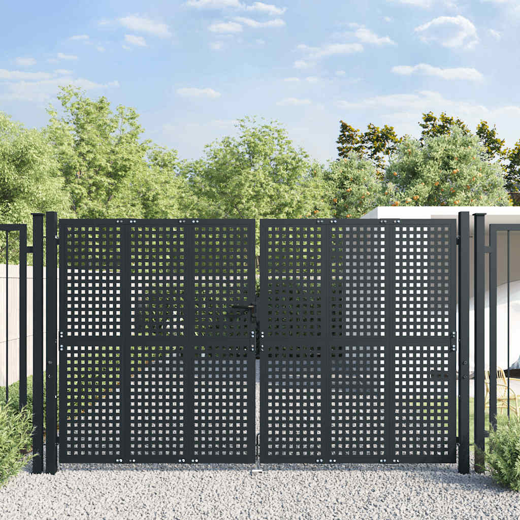 Portão de jardim em aço antracite 300x200 cm