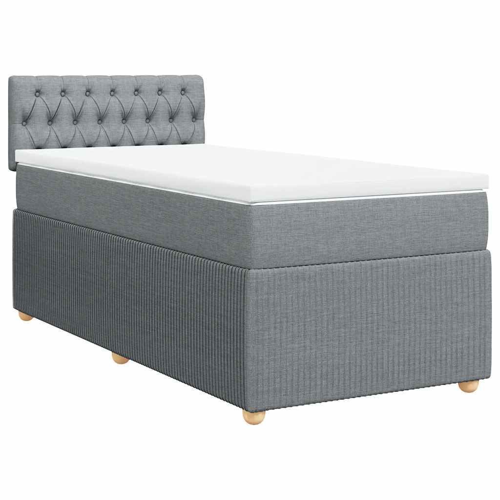 Cama com molas/colchão 90x190 cm tecido cinzento-claro
