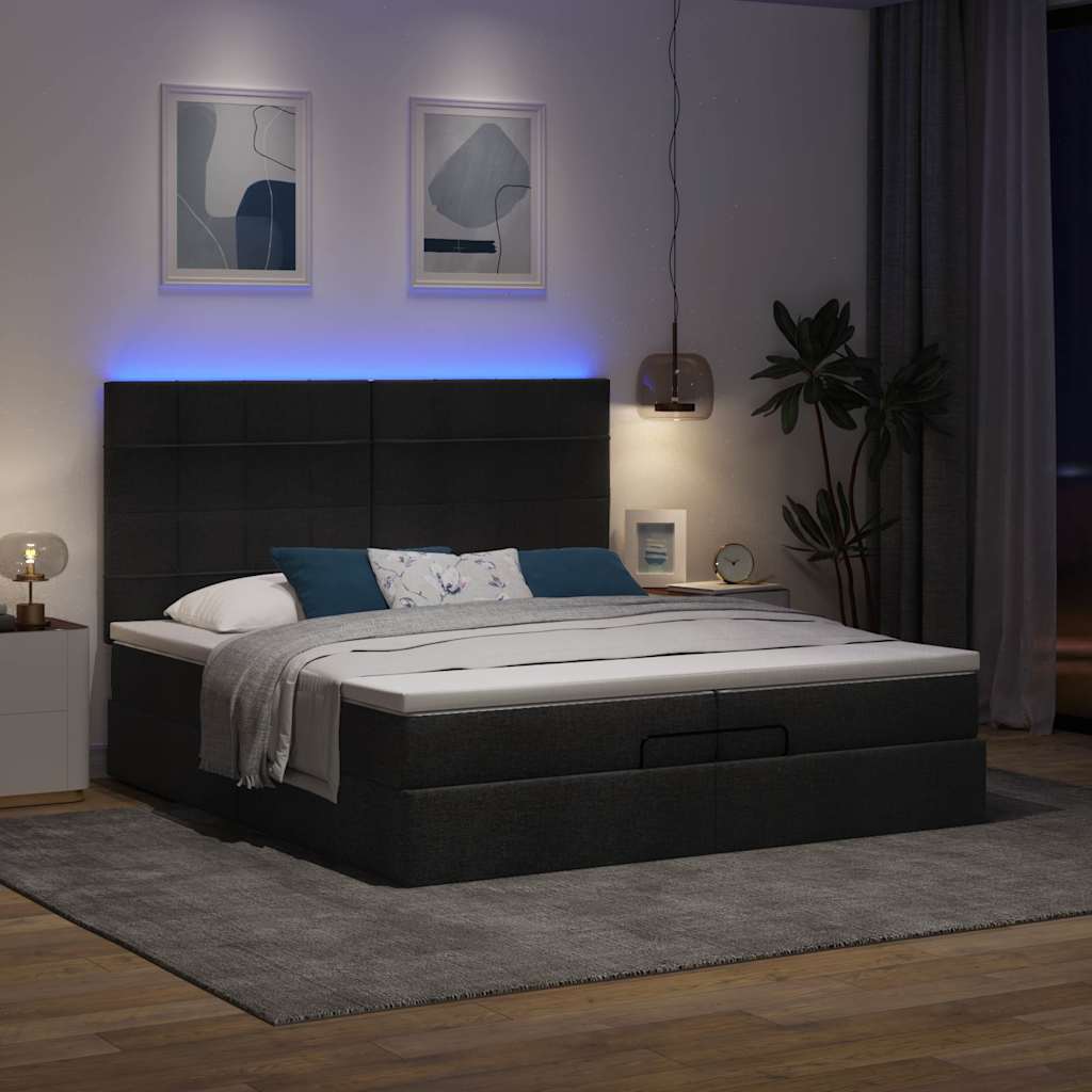 63 / 5,000Vidaxl estrutura de cama otomana com colchões tecido preto
