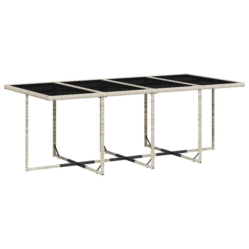 13 Pcs conj. jantar jardim c/ almofadões vime PE cinzento-claro