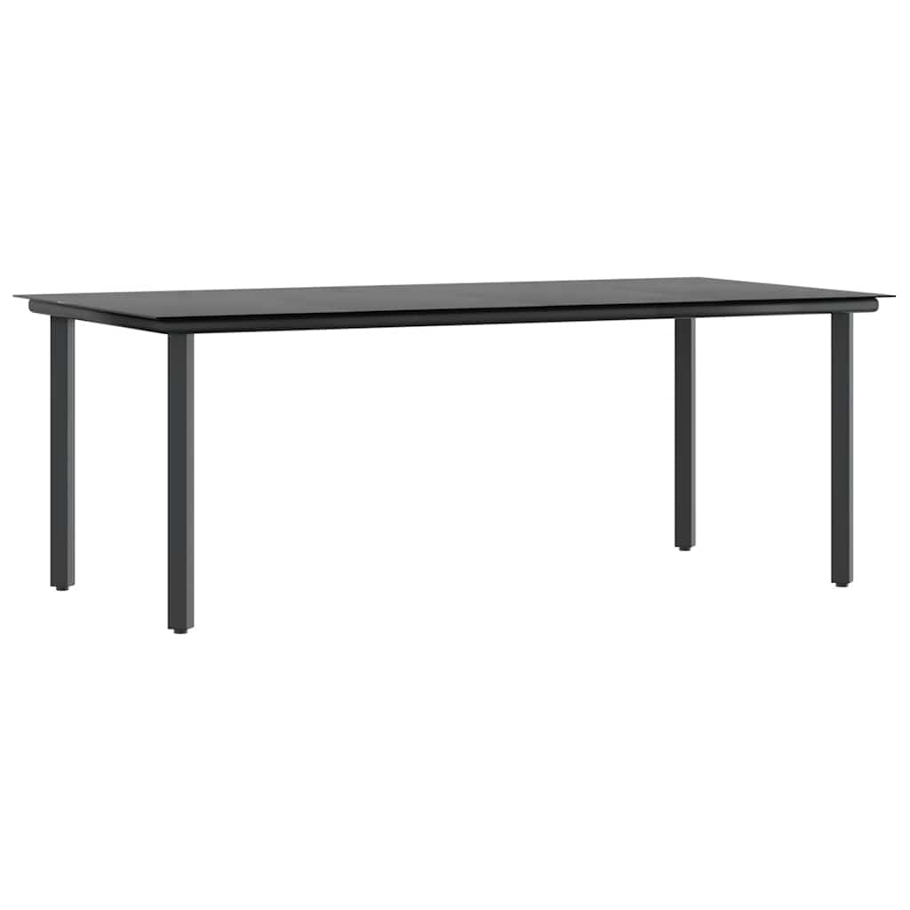 Conjunto de jantar jardim 9 peças almofadas vidro vime PE preto