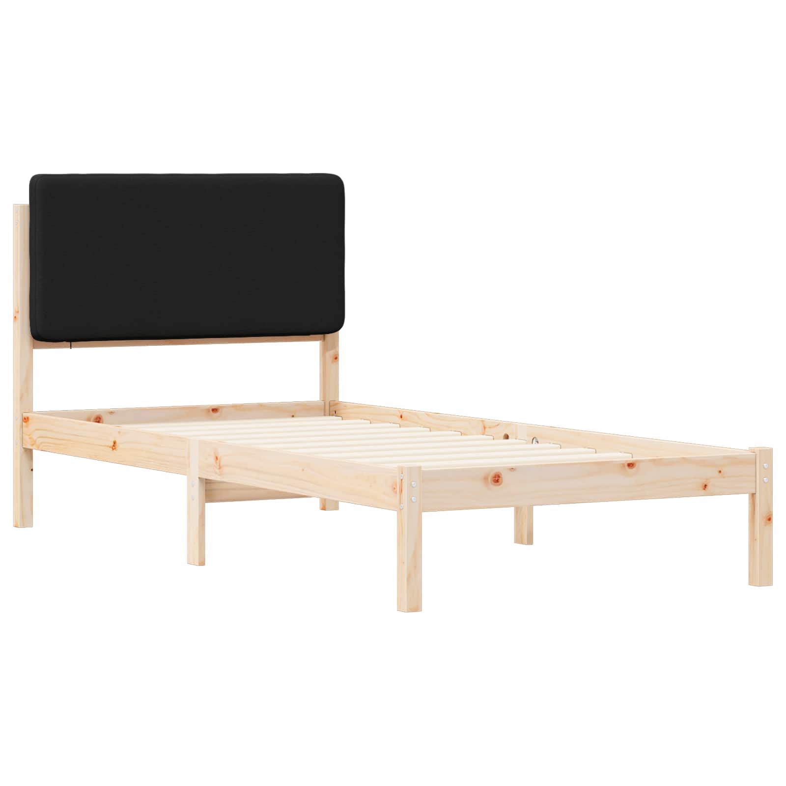 Estrutura de cama com cabeceira estofada preto 90 x 200 cm