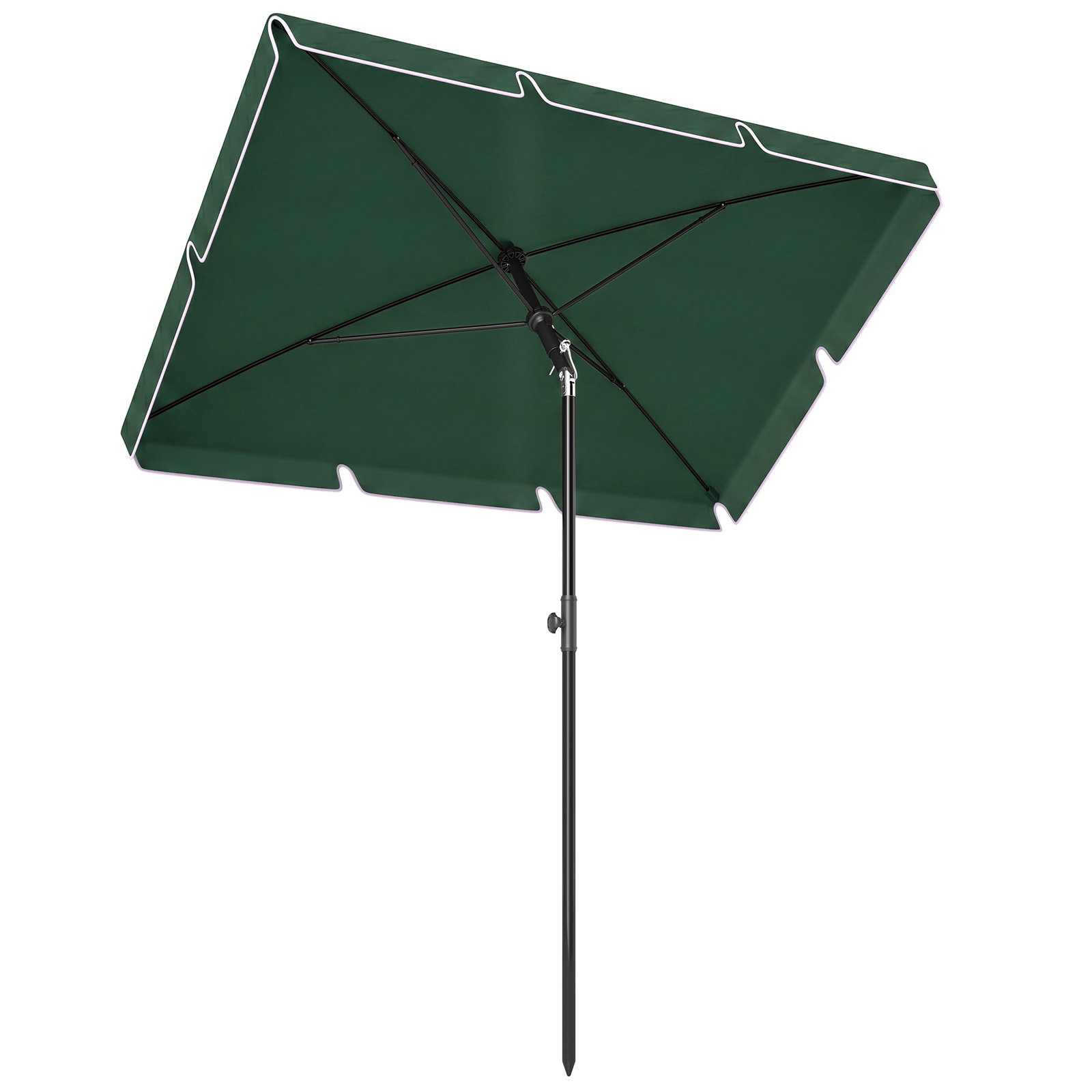 Chapéu de sol retangular de jardim 198x130x240cm chapéu de sol de alumínio com função de inclinação para terraço pátio exterior verde