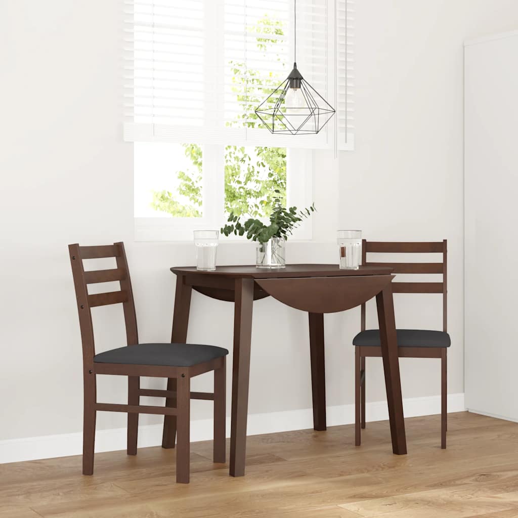 Cadeiras de jantar com almofadões 2 pcs madeira maciça castanho