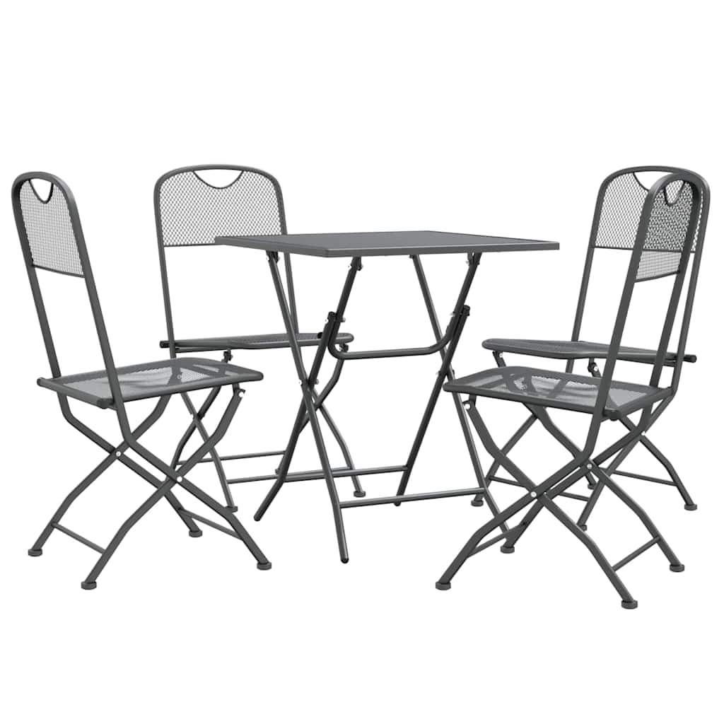 5 Pcs conj. de jantar p/ jardim malha metal expandido antracite
