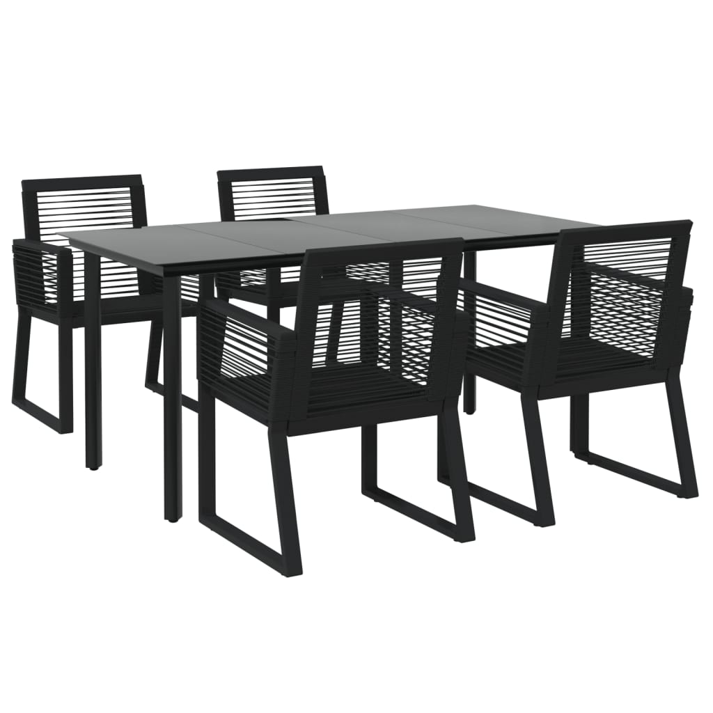 Conjunto de jantar para jardim 5 pcs vime PVC preto