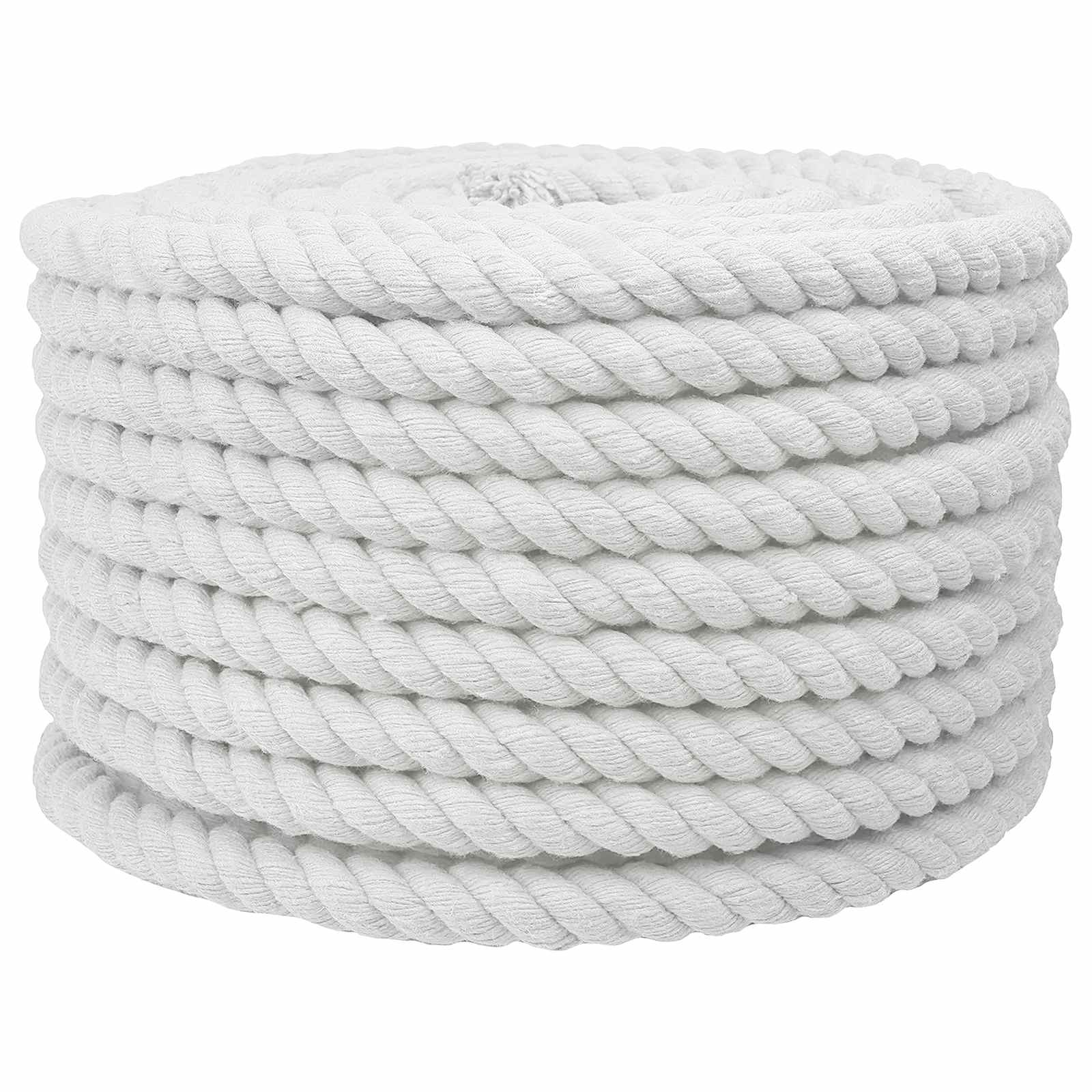 Corda de algodão 24 mm 25 m branco 100% algodão
