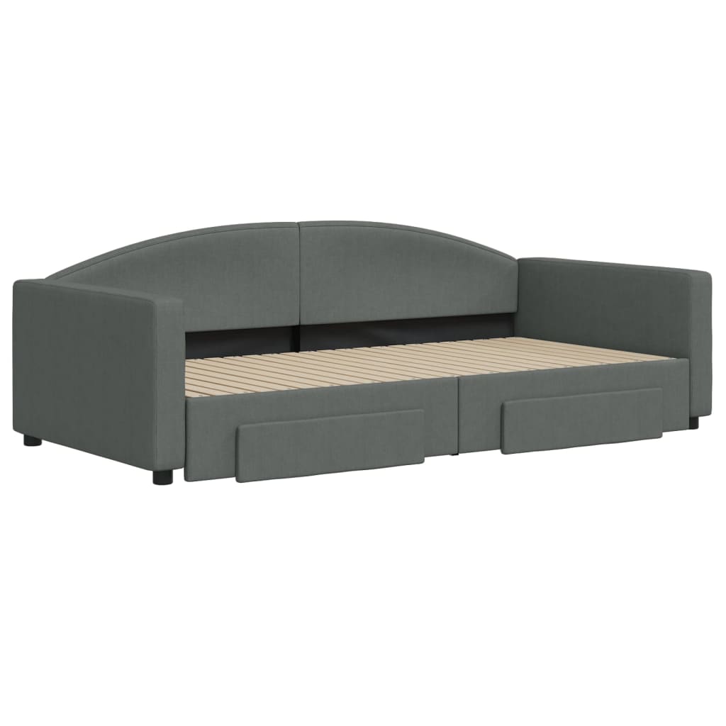 Sofá-cama c/ gavetão/gavetas 100x200 cm tecido cinzento-escuro