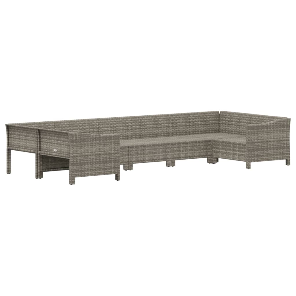 7 Pcs conjunto lounge de jardim c/ almofadões vime PE cinzento
