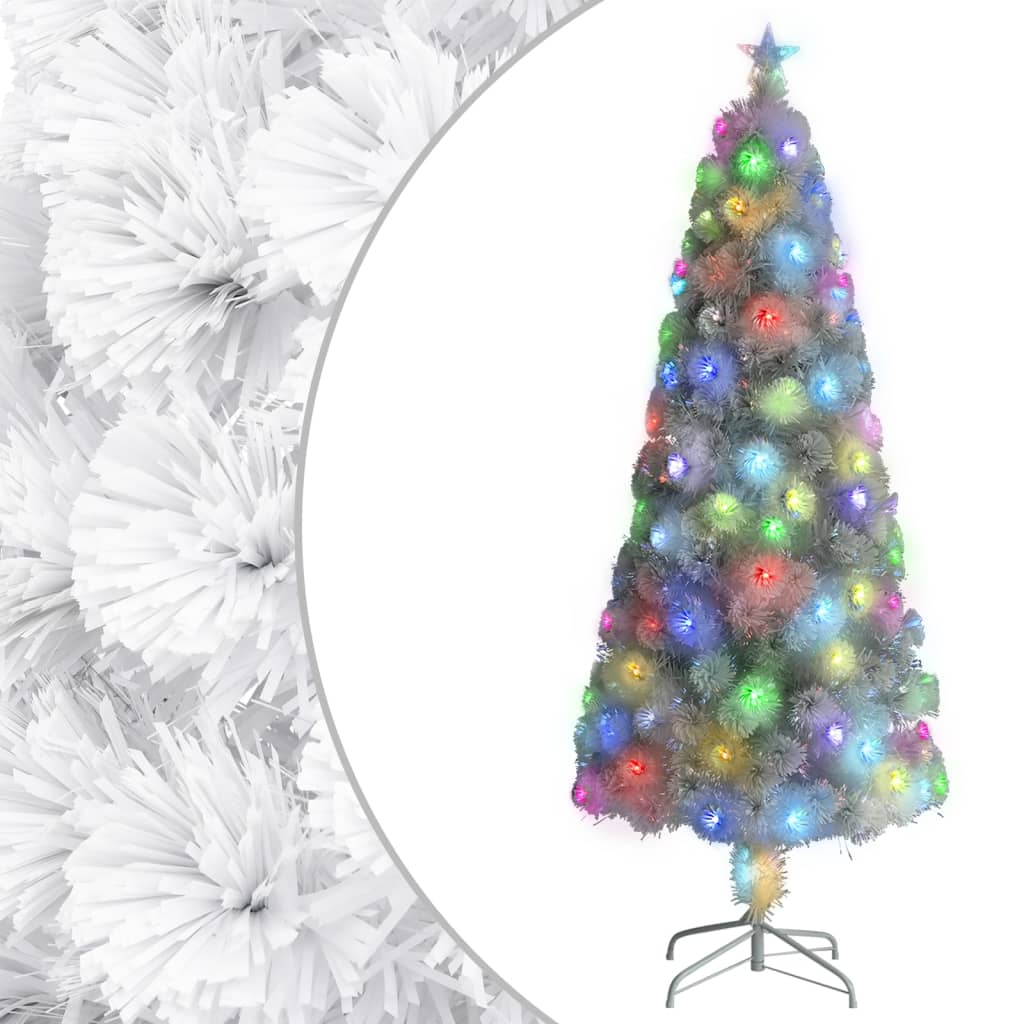 Árvore natal artificial pré-iluminada 210 cm fibra ótica branco