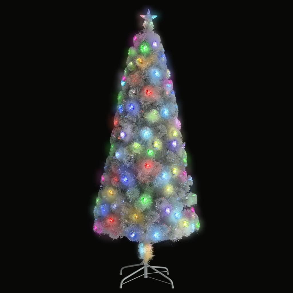 Árvore natal artificial pré-iluminada 210 cm fibra ótica branco