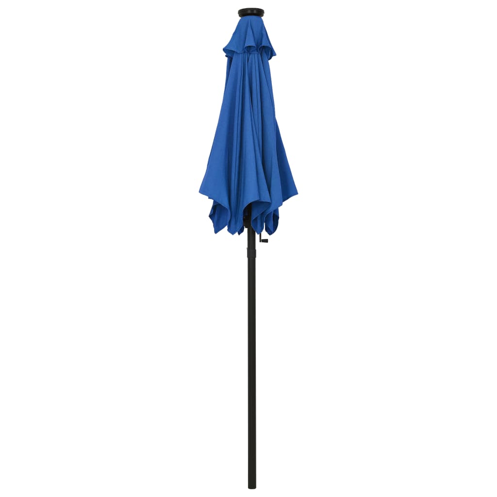 Guarda-sol de jardim c/ luzes LED 200x211cm alumínio azul-ciano