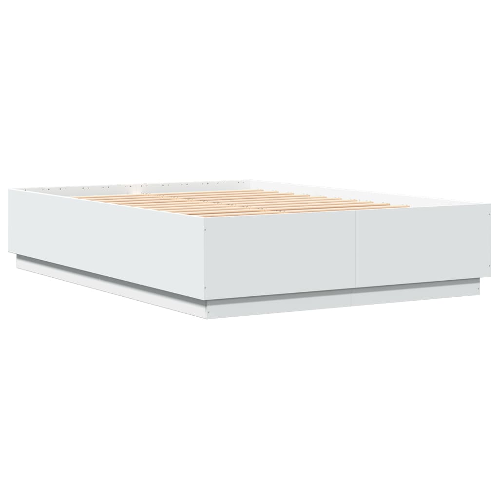 Estrutura cama c/ luzes LED 150x200 cm derivados madeira branco