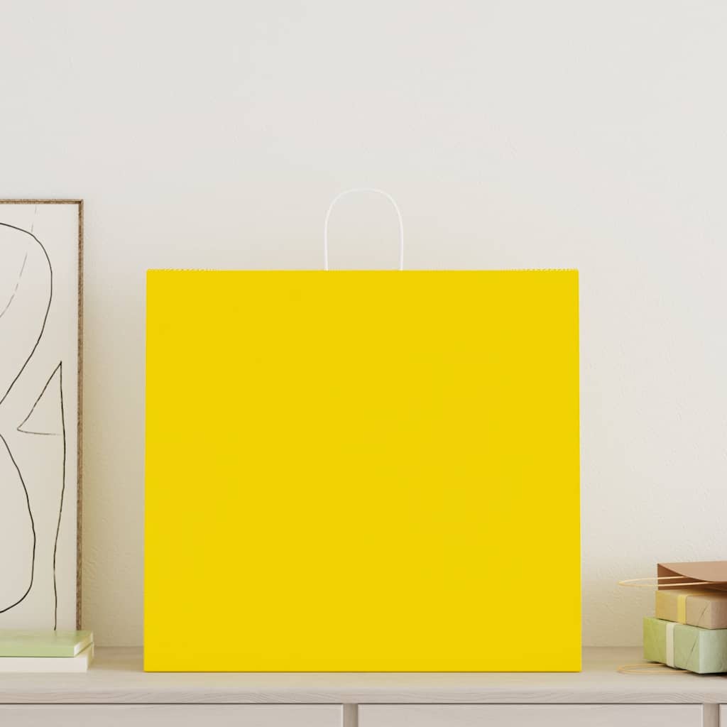 Sacos de papel 250 unid com alças amarelo 54x15x49 cm
