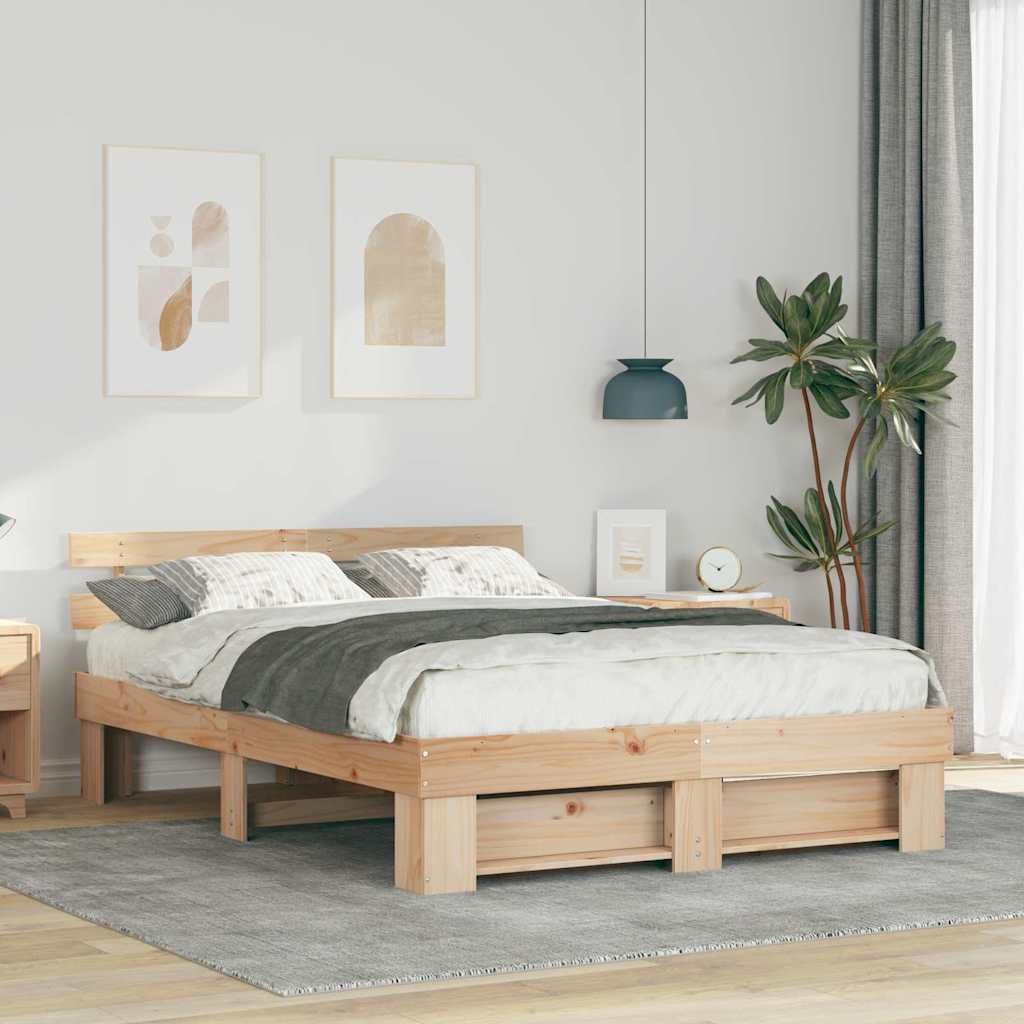 Estrutura da cama com cabeceira castanho 160 x 200 cm