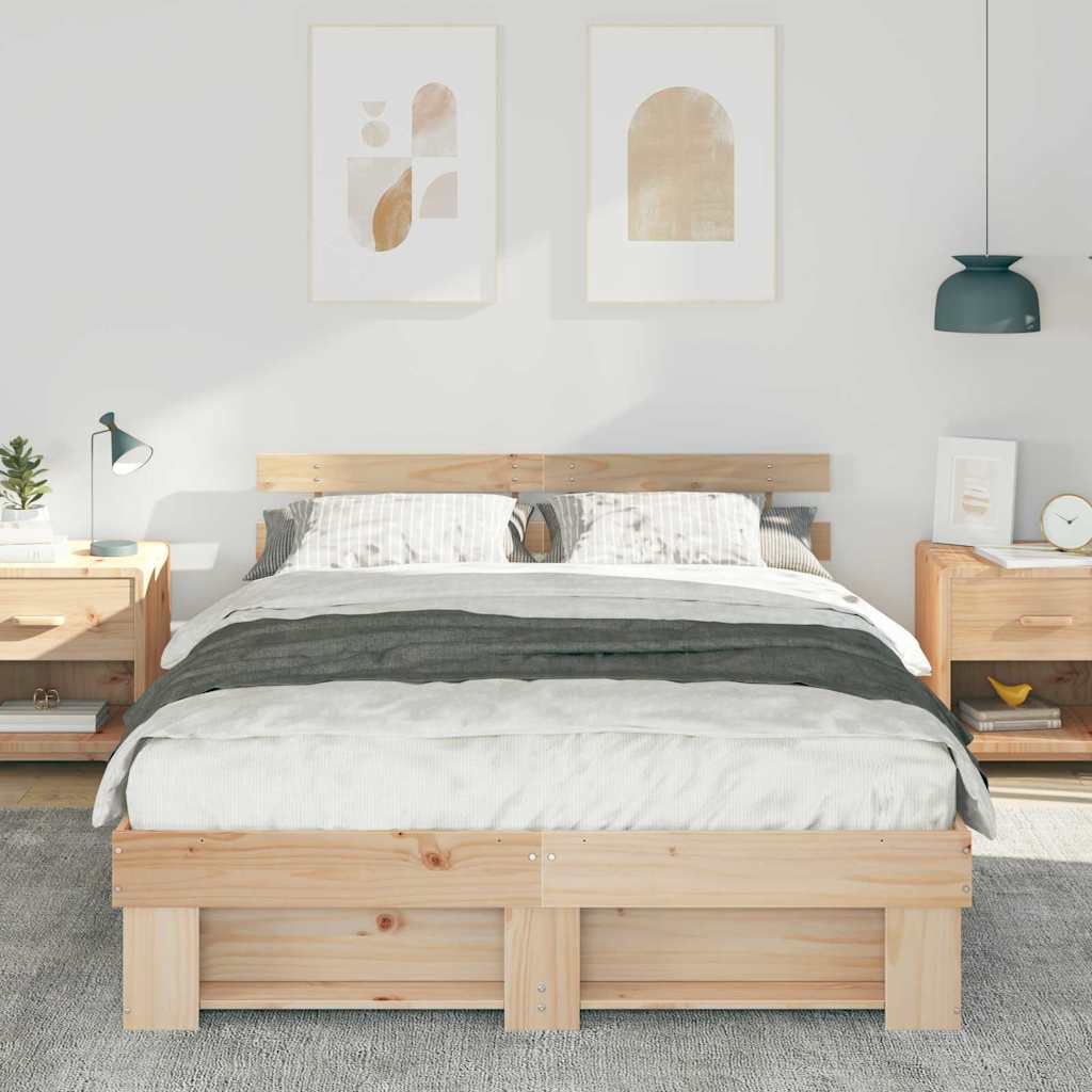 Estrutura da cama com cabeceira castanho 160 x 200 cm